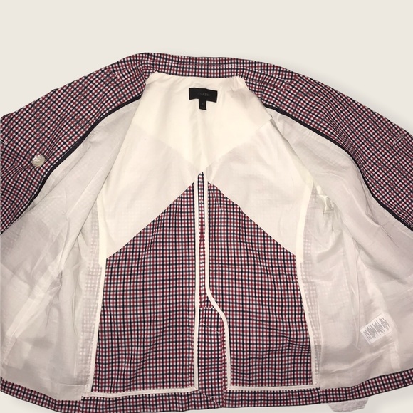 * SOLD * J. Crew Red Blue Gingham Double-breasted Seersucker Cotton Blazer 14 - Picture 7 of 14